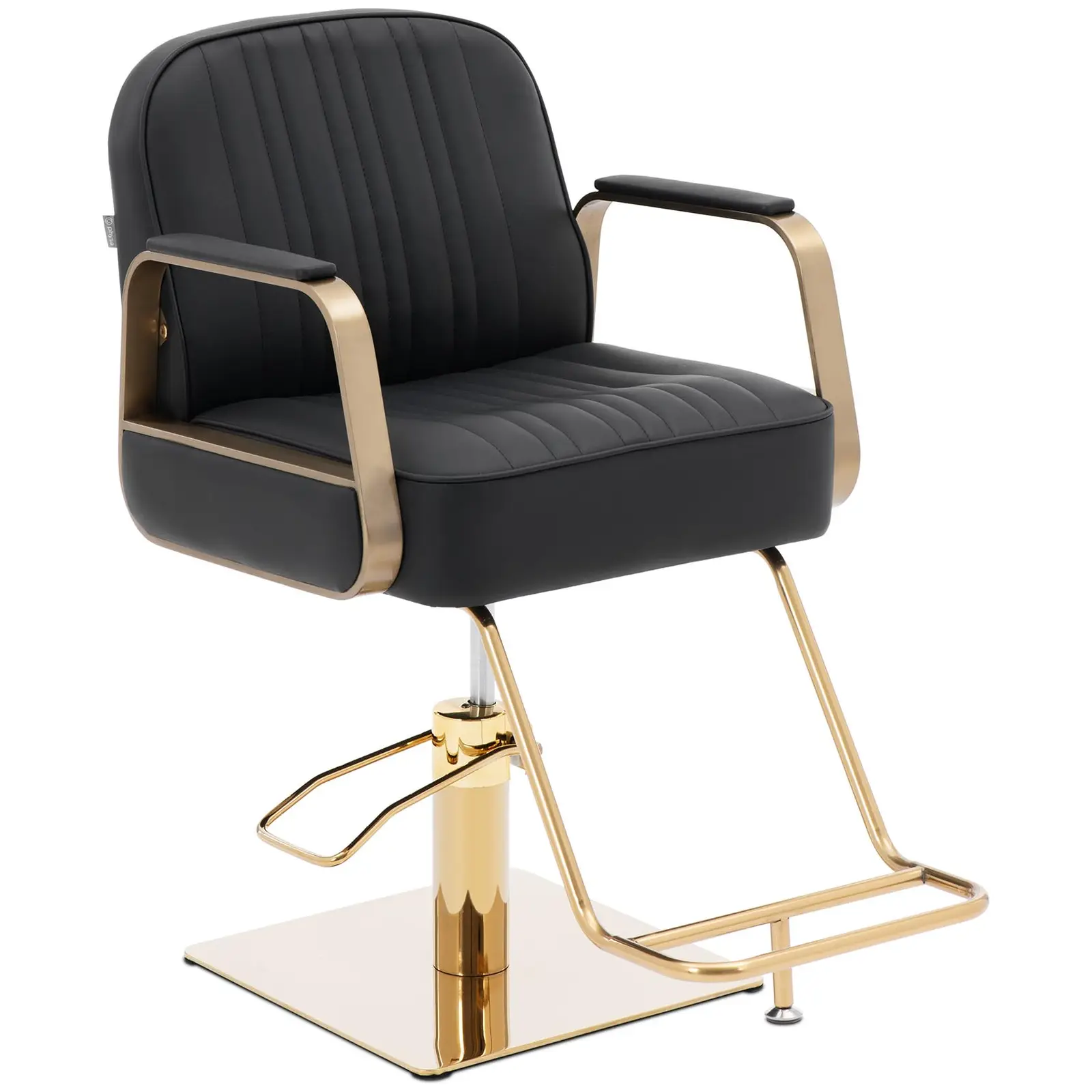 Frisörstol med fotstöd - 920–1070 mm - 200 kg - Svart / Guldfärgad
