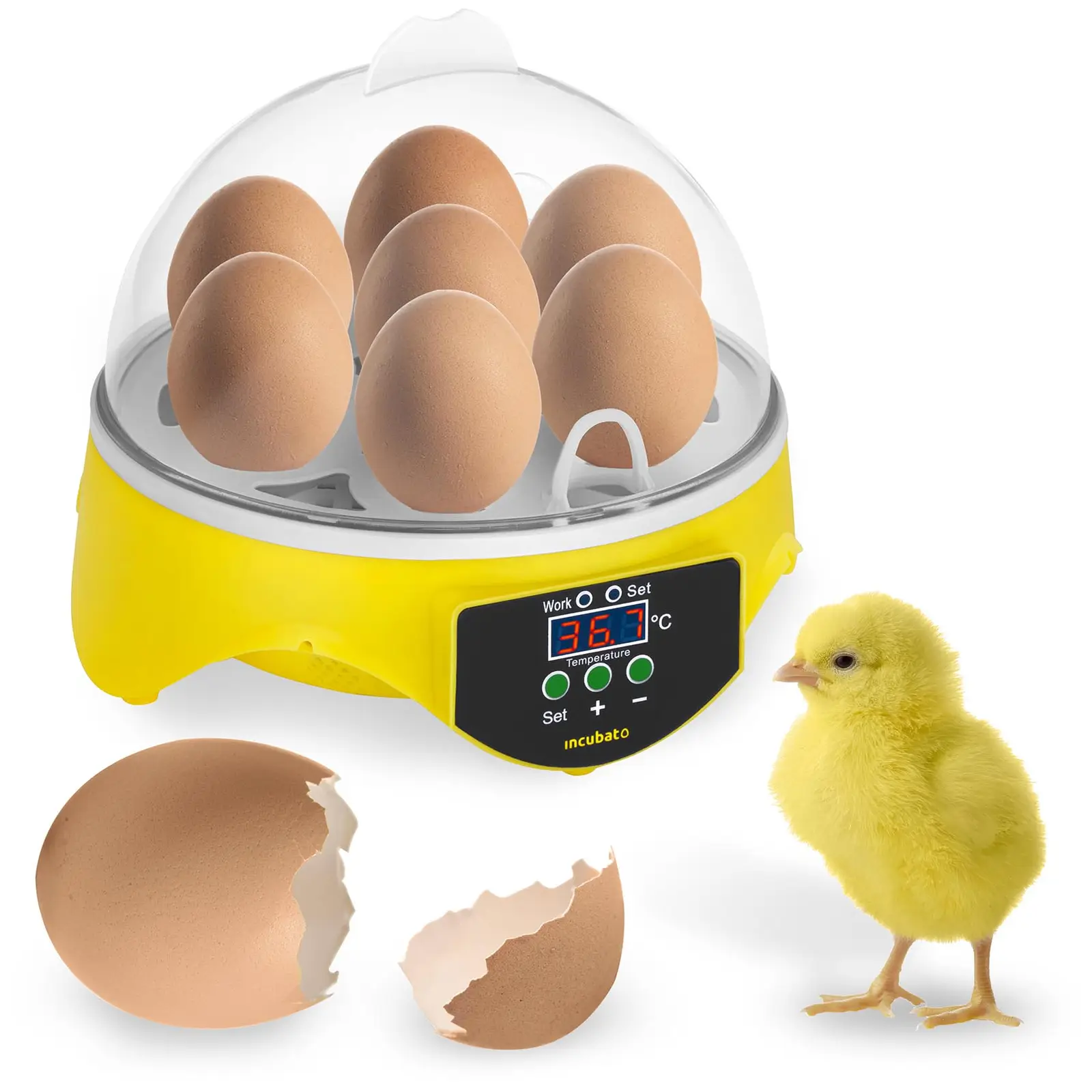 Äggkläckningsmaskin - 7 ägg - Inkl. ägglampa
