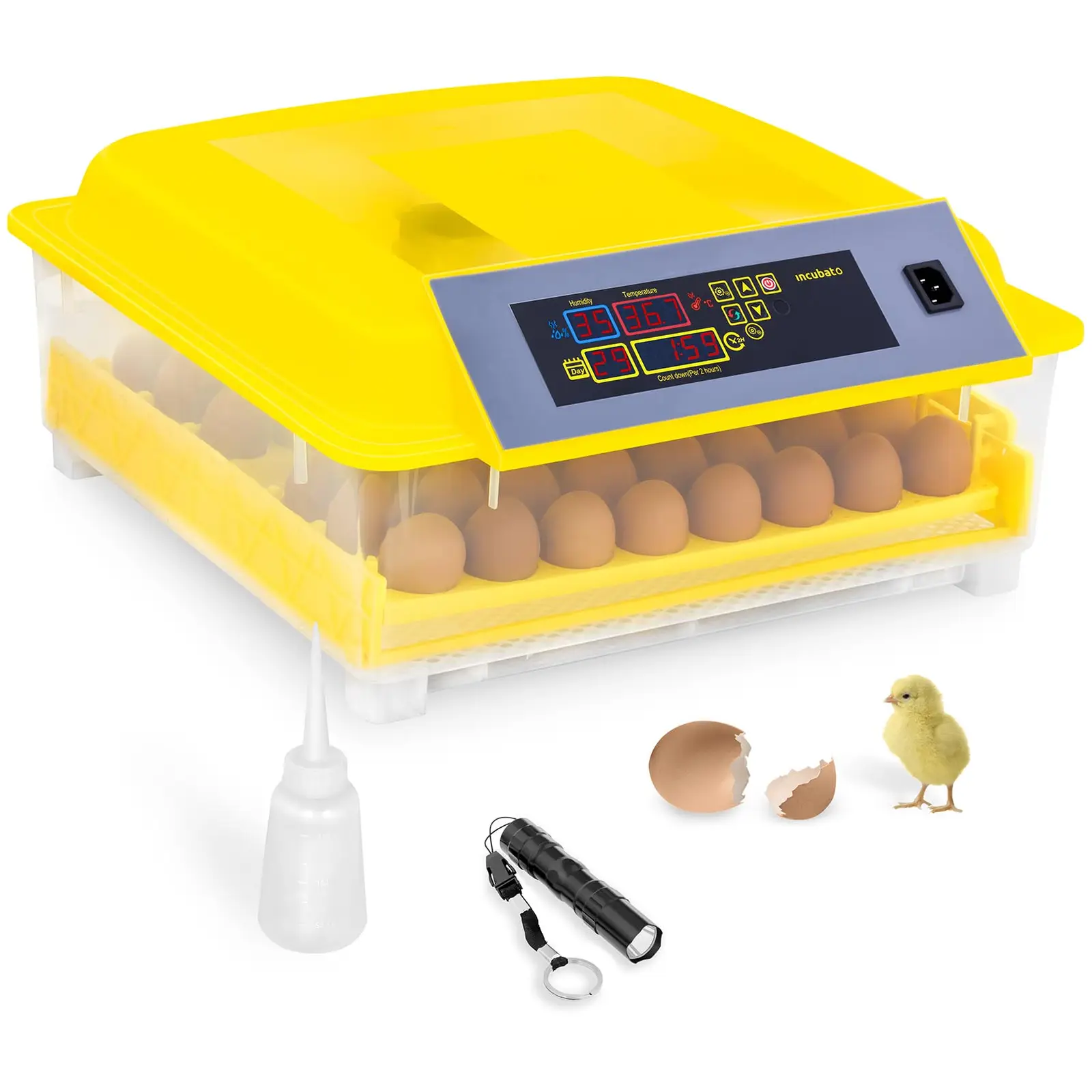 Äggkläckningsmaskin - 48 ägg - Inkl. ägglampa och vattendispenser - Helautomatisk