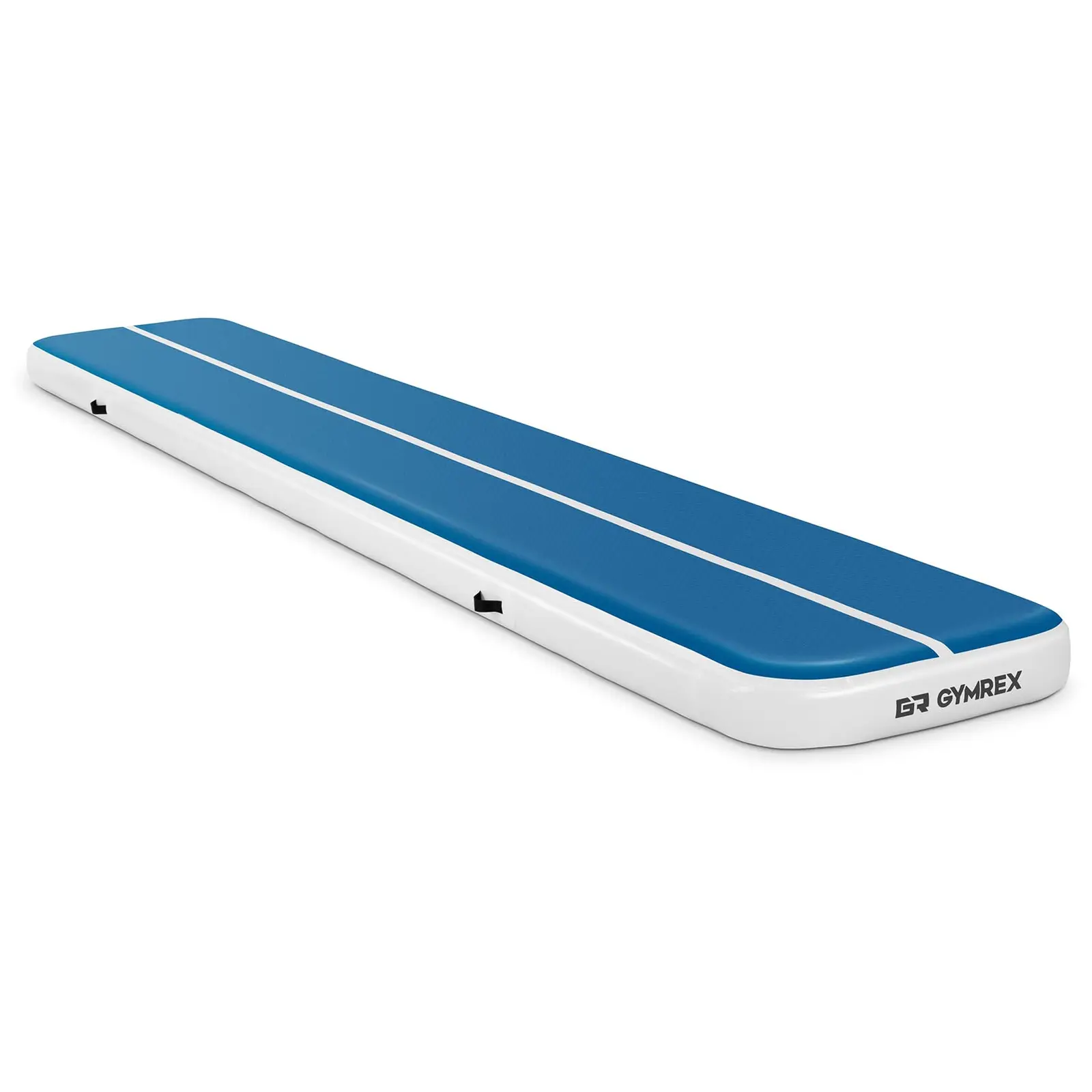 Uppblåsbar gymnastikmatta - 600 x 100 x 20 cm - blå och vit