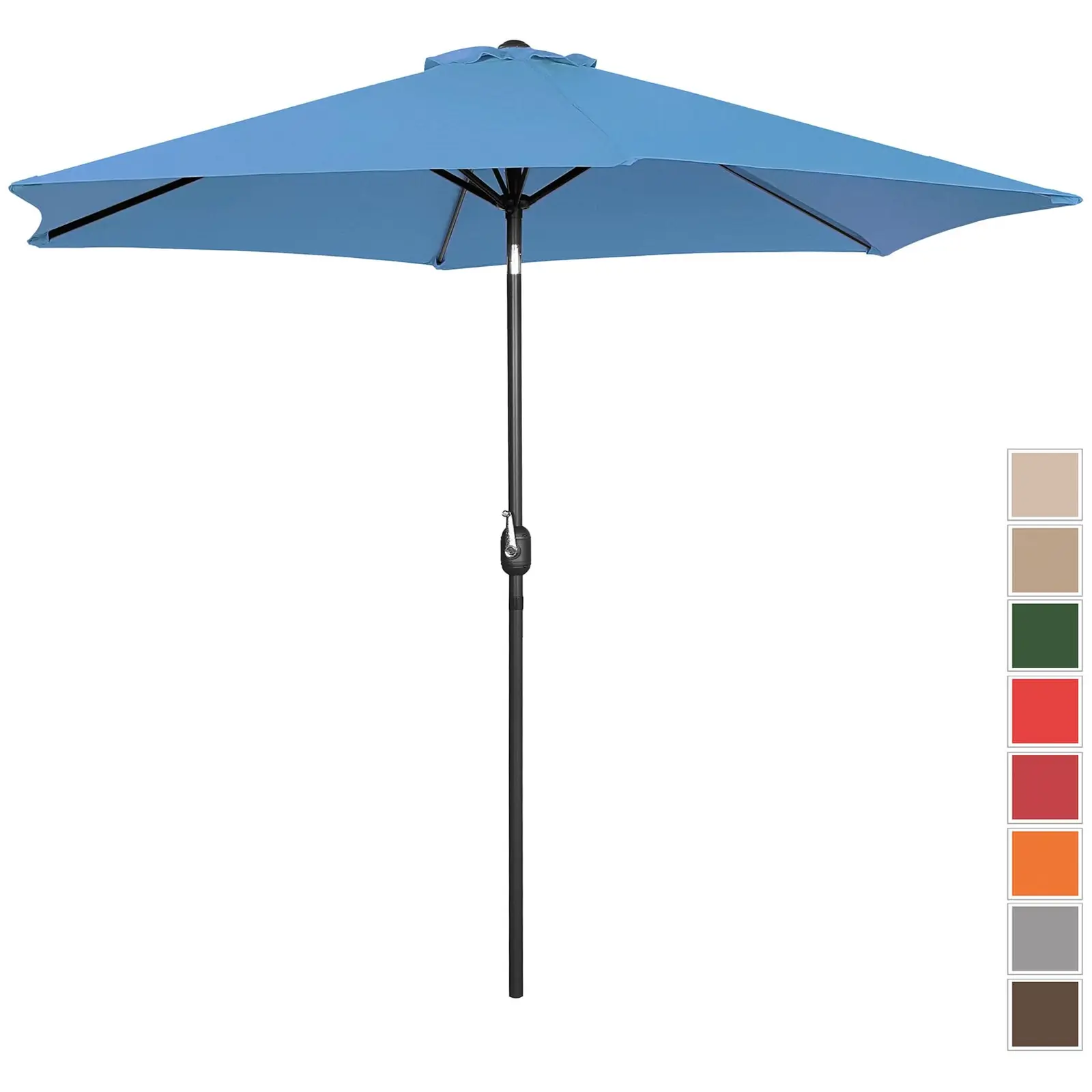Parasoll stort - blått - sexkantigt - Ø 300 cm - fällbart