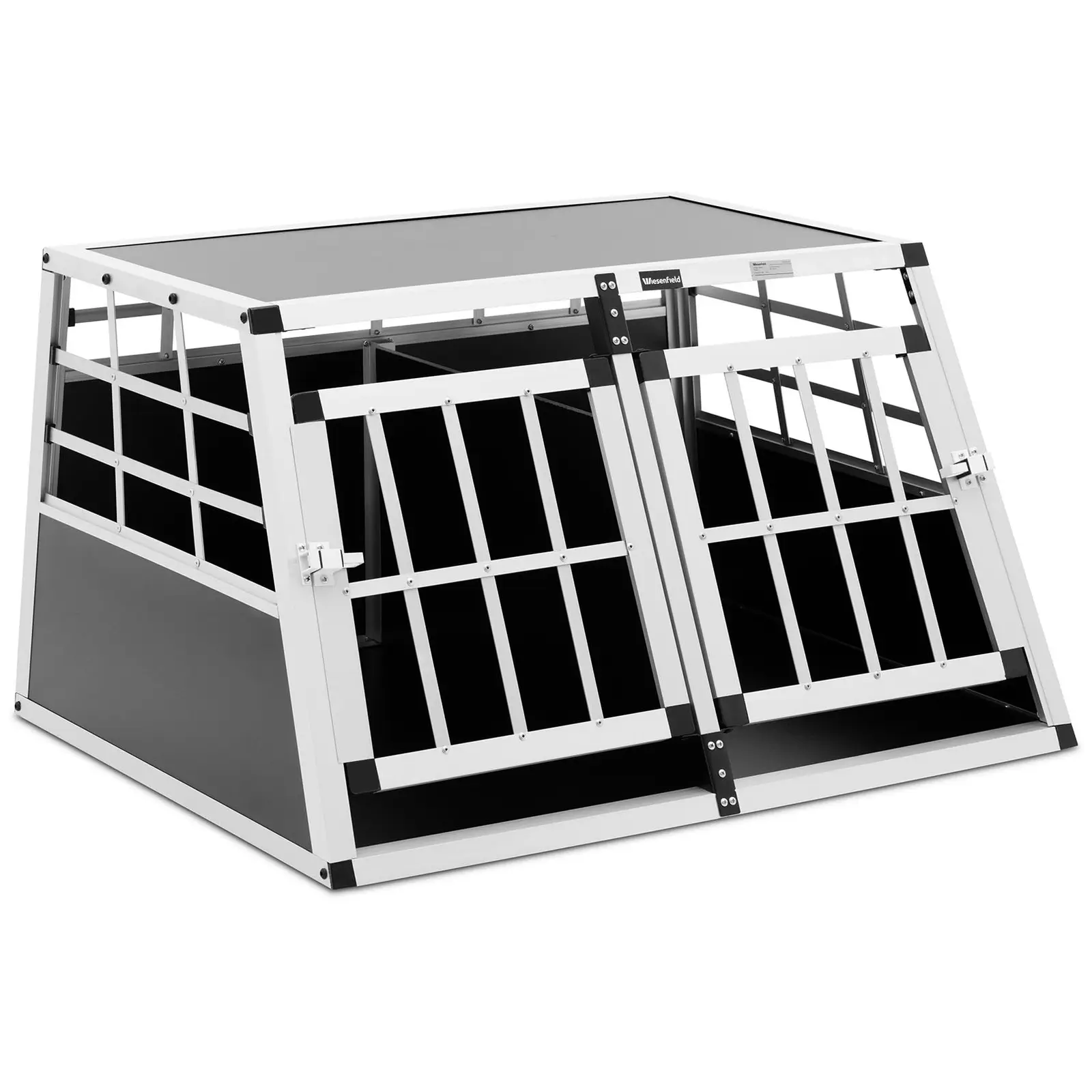 Transportbur till hund - Aluminium - Trapetsform - 70 x 90 x 50 cm - Med avdelare